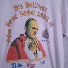 Vintage Pope John Paul II T-Shirt Men  s XL USA Visit 1995 Catholic Tee 90s