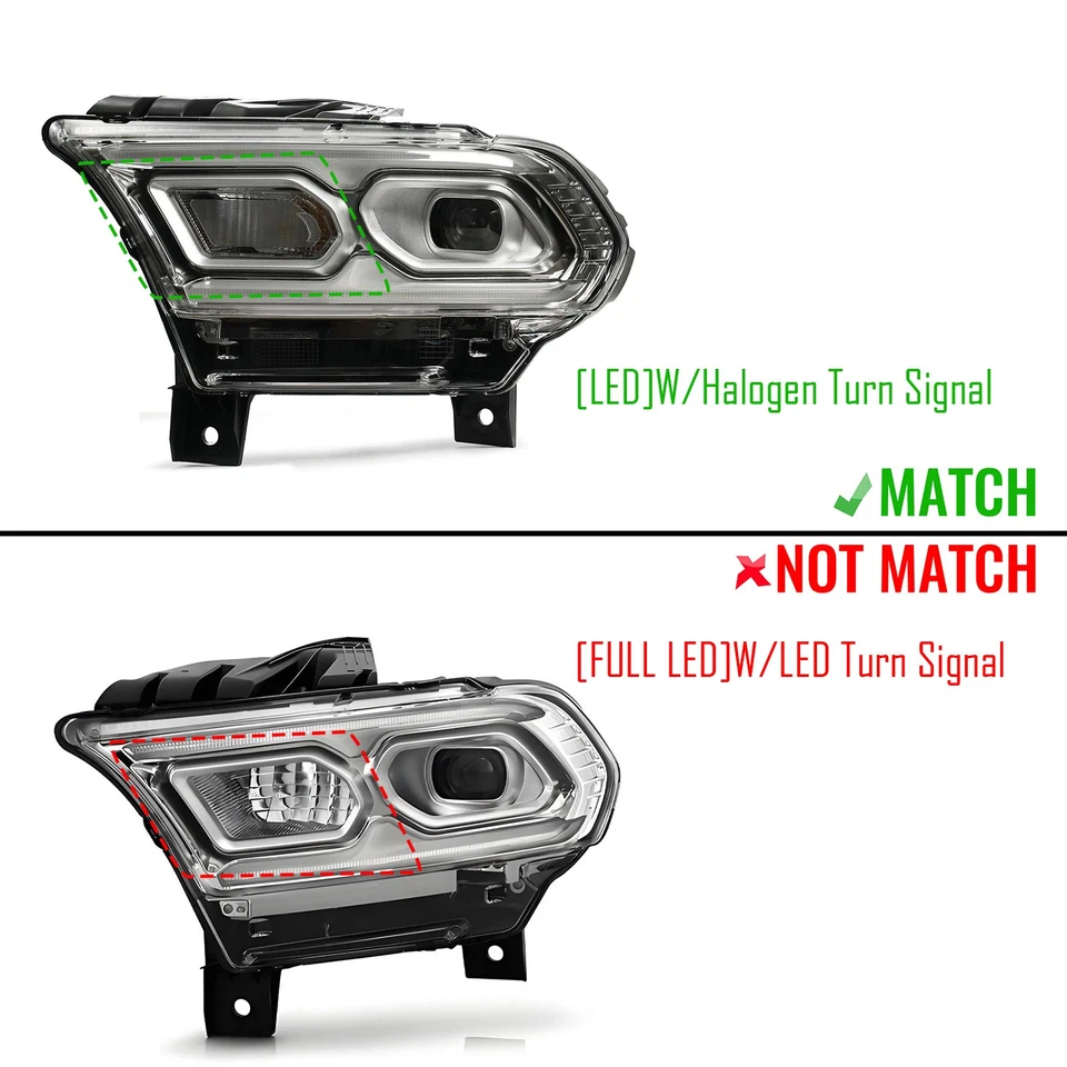 [LED con señal halógena] Para Dodge Durango 2021-2024 Faro conductor cromado LH Foto 3 de 4