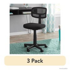 (3 Pack) Mesh Task Chair Plush Padded Seat with Pneumatic Height Adjustment