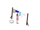 MU N-W50018 - Finescale Finished Model Woman with Laundry - Track N - NEW