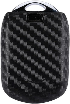 Royalfox(TM) Black Silicone Carbon Fiber Smart Remote Key Fob case Cover for Bui