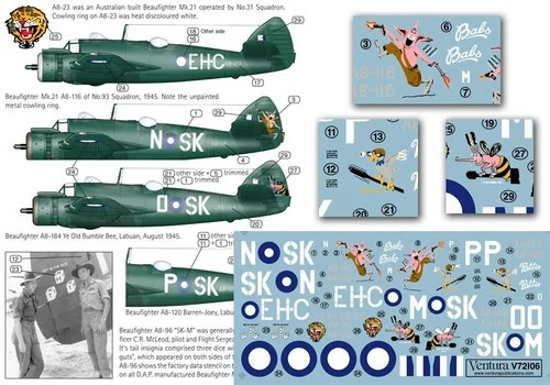 RAAF Bristol Beaufighter  - five options.  1/72nd scale (V72106)