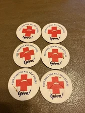 Lot of 6 Red Cross Milk Caps 1 3/8 Diam