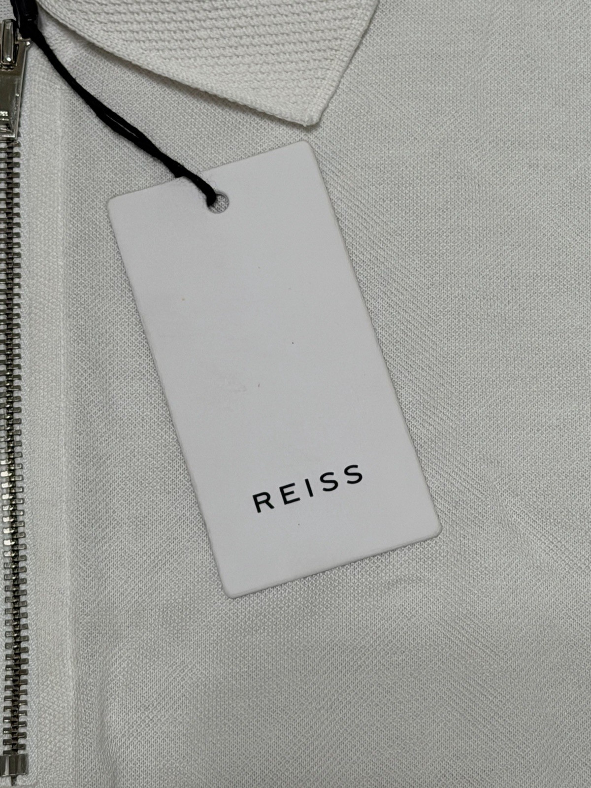 Reiss Jude Short Sleeve Polo Shirt WHITE 1/4 Zip Men’s Size 2XL NWT image 5