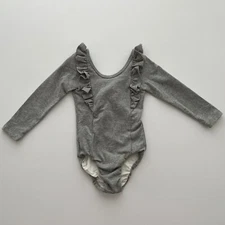 REMIE GIRL Gray Ruffle Leotard Size 2 2T