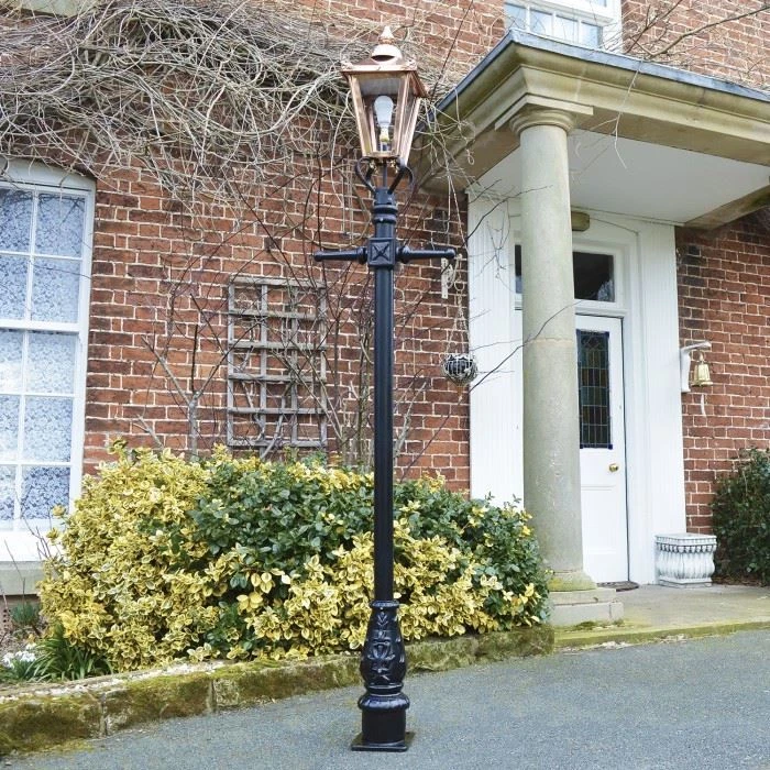 2.3m Copper Traditional Victorian Cast Iron Garden Lamp Post Set Street Lighting - Image 3 of 4