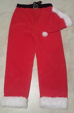 Men's Fleece Santa Pants & Hat Set: S-M