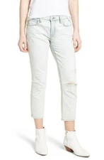 Current Elliott Jeans The Cropped Straight Leg Destroy Ankle Denim 30 New