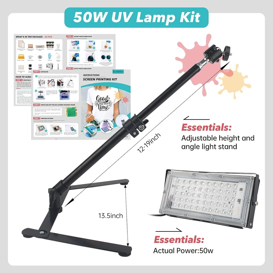 Kit De Serigrafia De 53 Piezas Que Incluye Luz De Serigrafia De Exposicion NUEVO - Image 2 of 4