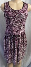 LOFT BURGUNDY PAISLEY PRINT TWO IN ONE LAYERED DRESS SIZE: M NWT $80