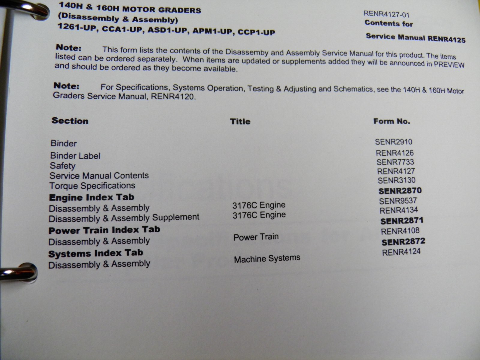 CAT Caterpillar 140h 160h Motor Grader Service Manual for sale online | eBay