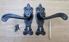 Rustic iron lever LOCK Door handles old vintage OXFORD BLACK ANTIQUE