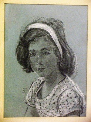 Caroline Kennedy CHARCOAL PORTRAIT SKETCH SIGNED MORT MORTIMER