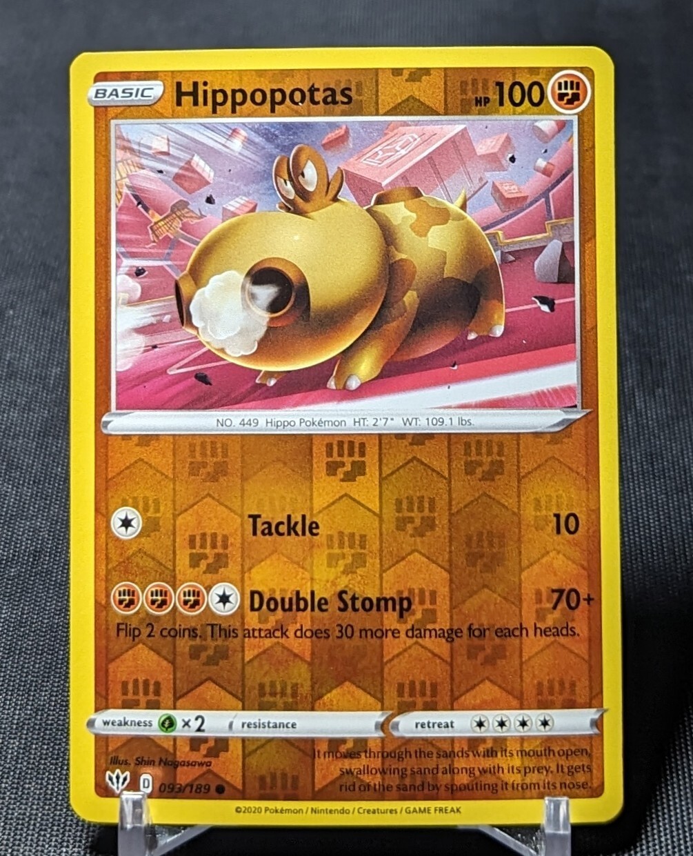 Hippopotas Common Reverse Holo Fighting Pokemon TCG Darkness Ablaze Card 093/189