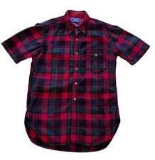 Vintage Pendleton Wool Shirt Red Green Plaid Men's Size M Short Sleeve USA Made