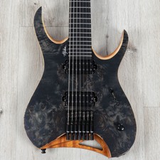 Mayones Hydra Elite 7 7-string Headless Guitar, 3a Eye Poplar, Trans Black Satin