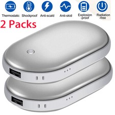 2PCS Rechargeable Hand Warmers 5000mAh Power Bank Electric Pocket Heater Warmer