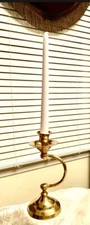 Beautiful Vintage Brass Unique C Hook Curved Candlestick Candle Holder