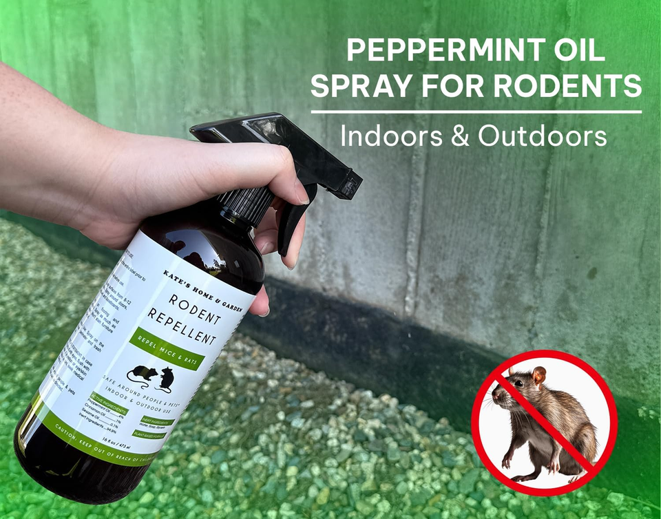 Kate Naturals Peppermint Oil Spray for Rodents, Mice, Raccoon, Bat and