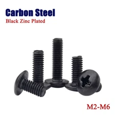 M2-M6 Carbon Steel Phillips Truss Head Screw Pan Head Bolts Black Zinc Plated