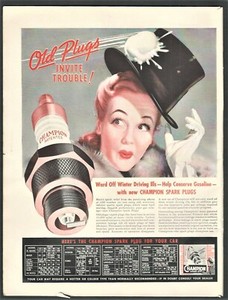 CHAMPION SPARK PLUGS 1941 Print Advertising Ad