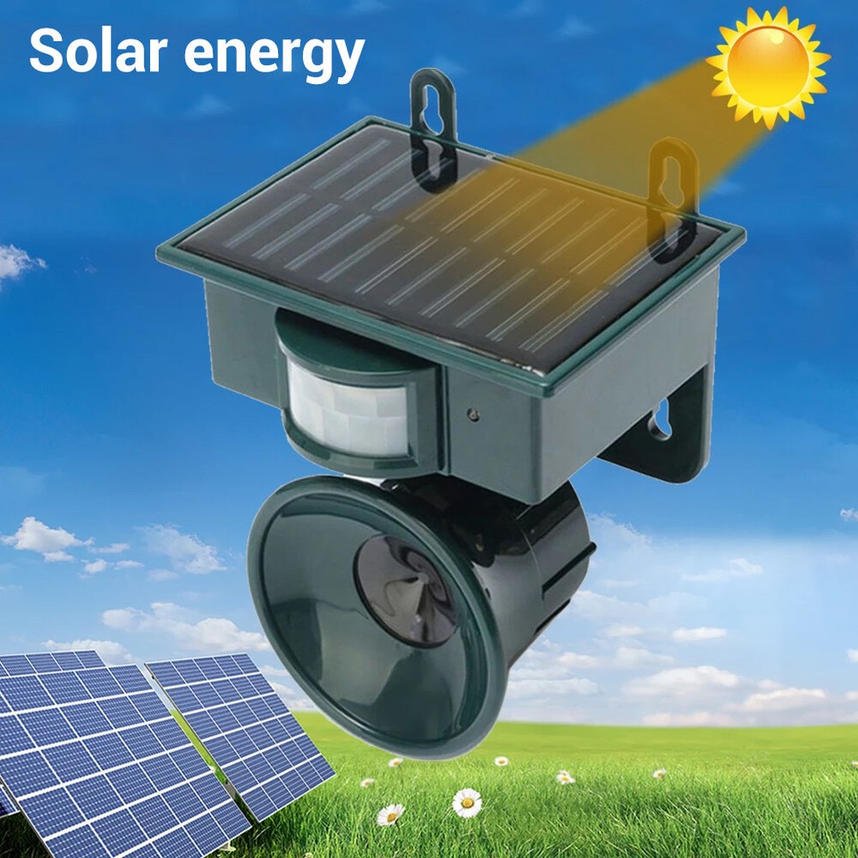 Solar Power Ultrasonic Bird Repeller Deterrent Scarer Animal Pets Dog
