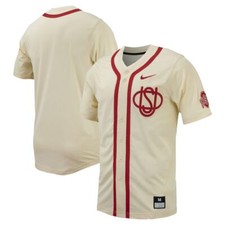 Ohio State Buckeyes Nike Men's Cream Full-Button Official NCAA Baseball Jersey