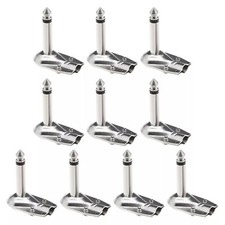 10 x MONO 6.35mm Flat Metal Jack Plug 1/4" Inch Right Angle 90 Degrees Connector