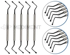 X5 Lucas 86 Bone Curette Dental Surgical Periodontial Titanium Coated New Handle