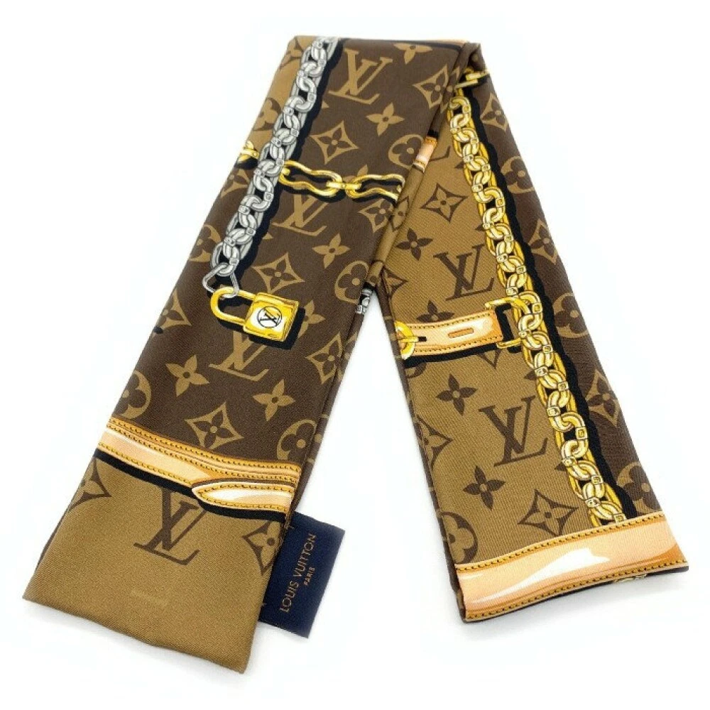 Louis Vuitton M78655 Silk Scarf Bandeau Monogram Confidential Brown Used