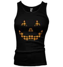 Plaid Pumpkin Face - Halloween Costume Outfit Horror Juniors Tank Top