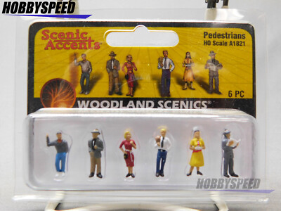 WOODLAND SCENICS PEDESTRIAN FIGURES (6) HO SCALE people A1821  WDS1821 NEW