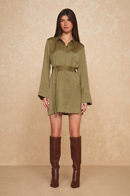Simone Double Belted Satin Dress THE NOLI SHOP