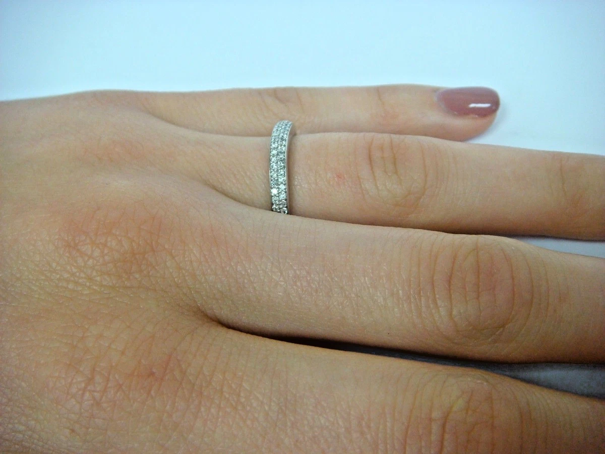 Two row pave diamond band store