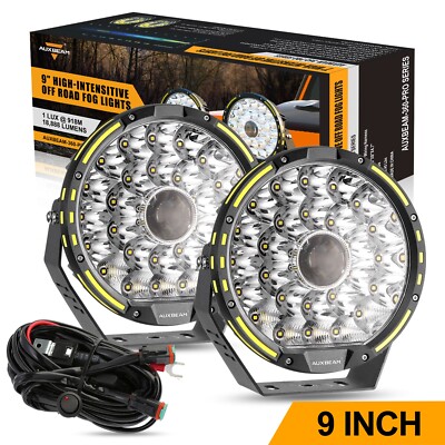 AUXBEAM 2x 9''inch Round 360-PRO 800W LED Work Lights Offroad Truck SUV Fog Lamps
