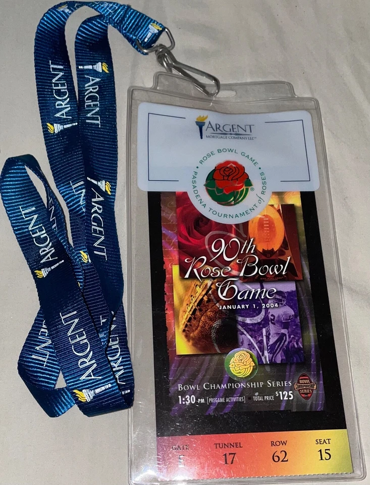 2004 90th ROSE BOWL GAME TICKET STUB + LANYARD MICHIGAN WOLVERINES USC TROJANS ! - Image 4 of 4