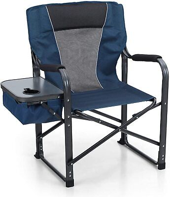 Oversize Folding Camping Chair Outdoor Heavy Duty Director Chair with Side  Table