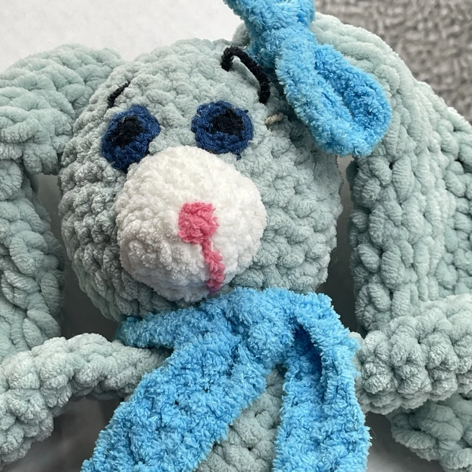 Ganchillo Conejo de Pascua Azul Peluche Animal Conejo Orejas Largas Suave 12" Alto Foto 4 de 4