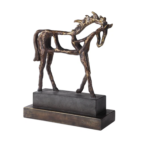 Modern Open Bronze Black Horse Sculpture | Metallic Contemporary Equestrian - Picture 5 of 5