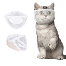 Cat Muzzle for Grooming, Transparent Mouth S 10inch , white