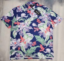 RLX Ralph Lauren Performance Polo Shirt Men  s L Blue Green Hawaiian Floral Golf