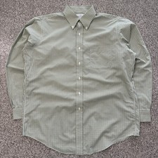 Brooks Brothers Shirt Mens 16 34/35 Long Sleeve Button Up Green Gingham Non Iron