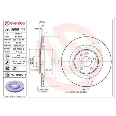 2x Brembo Scheibenbremse hinten 4H0615601Q 80A615601A 80A615601C 26257861