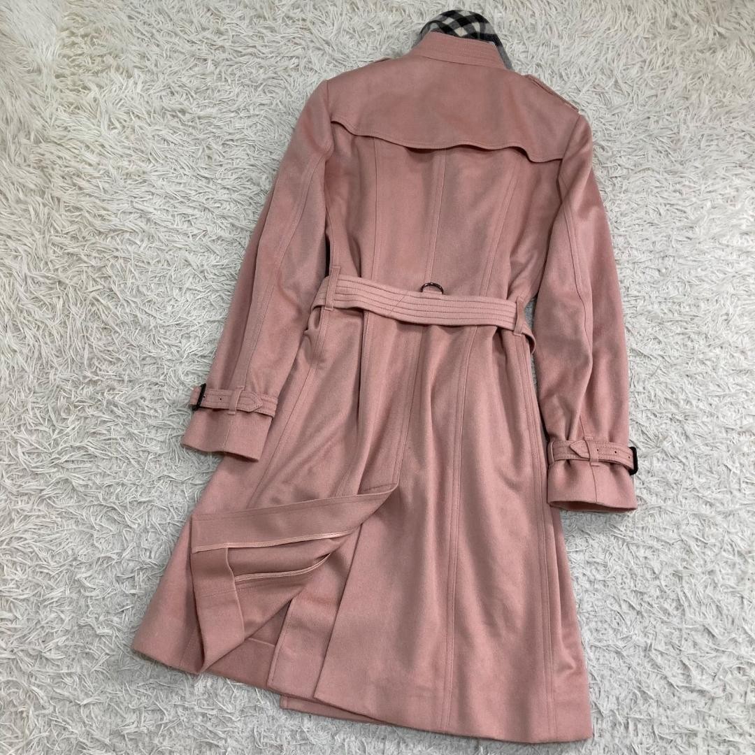 Burberry Sandringham Trench Coat Pink 100% Cashmere Size:42 Used