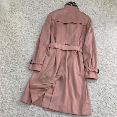 Burberry Sandringham Trench Coat Pink 100% Cashmere Size:42 Used