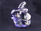 Vtg Fenton Handpainted Amethyst Chubby Bunny Figurine Signed A. Russell UV Glow