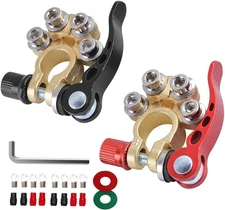 Car Battery Terminal Connectors, 2Pcs 4 Way Quick Disconnect Release, Car Marine