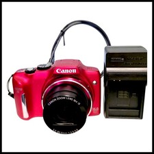 Canon PowerShot SX170 IS 16.0MP Digital Camera Red Battery Charger 16GB SD