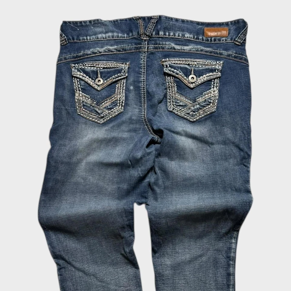 Pantalones Cortos Bordados Amatista Y2K Para Mujer Azul Denim Talla 32 Cintura Foto 3 de 4