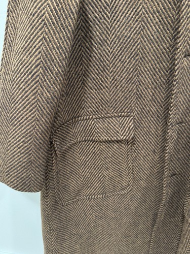 Wythe New York Raglan Wool Overcoat Rust and Dark Brown Herringbone USA Large - Picture 4 of 8
